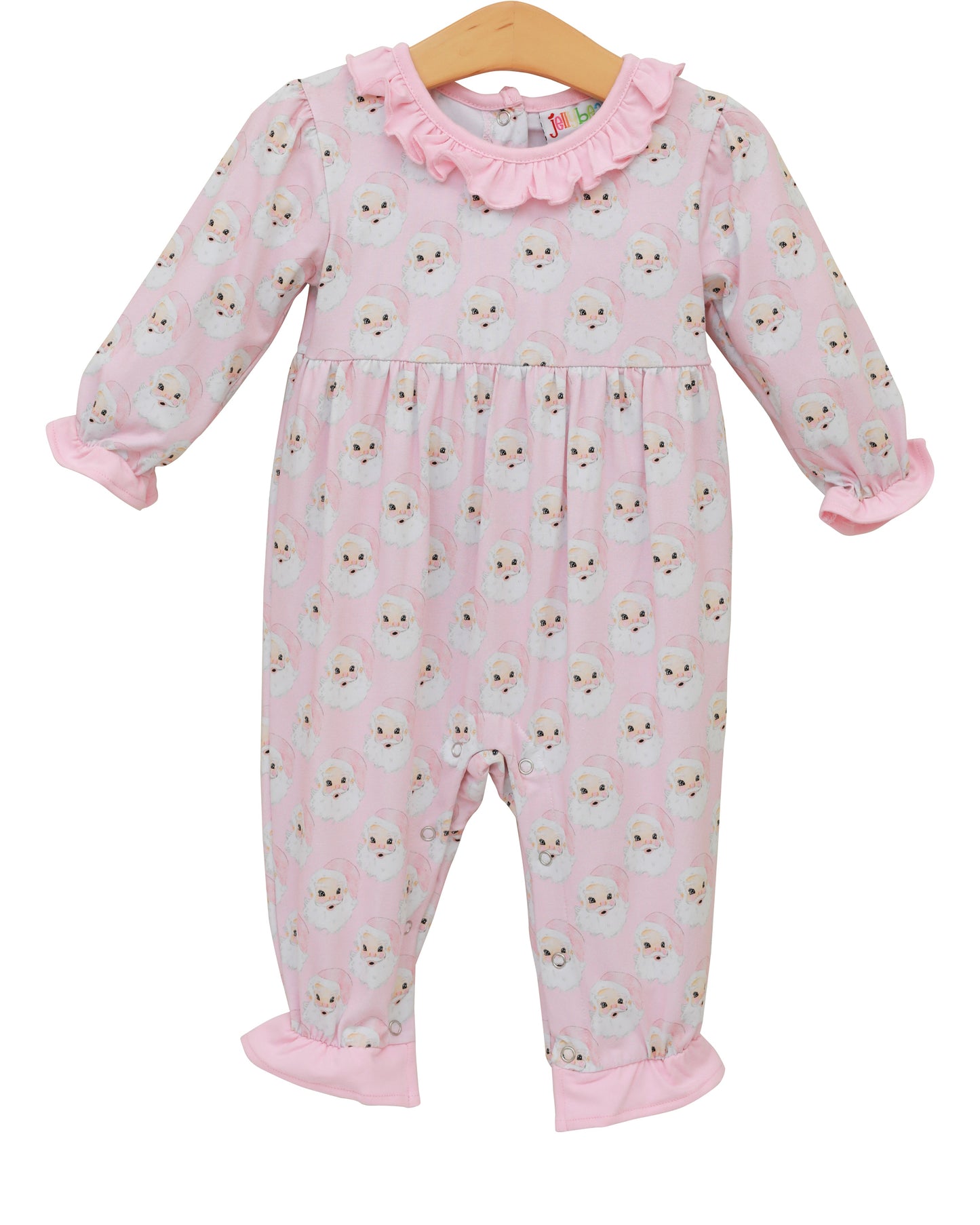 Jolly Santa Ruffle Romper (Pink)