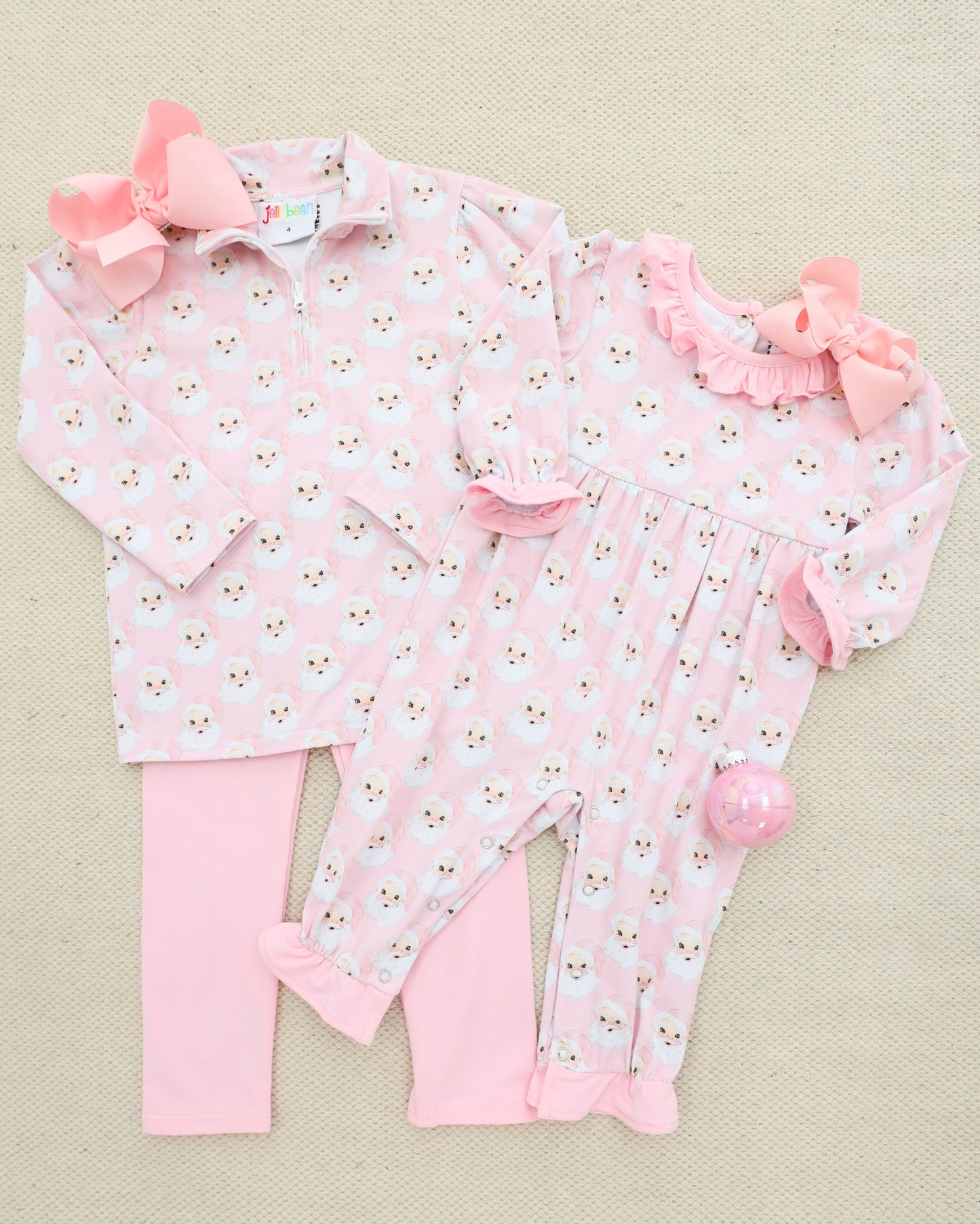 Jolly Santa Ruffle Romper (Pink)