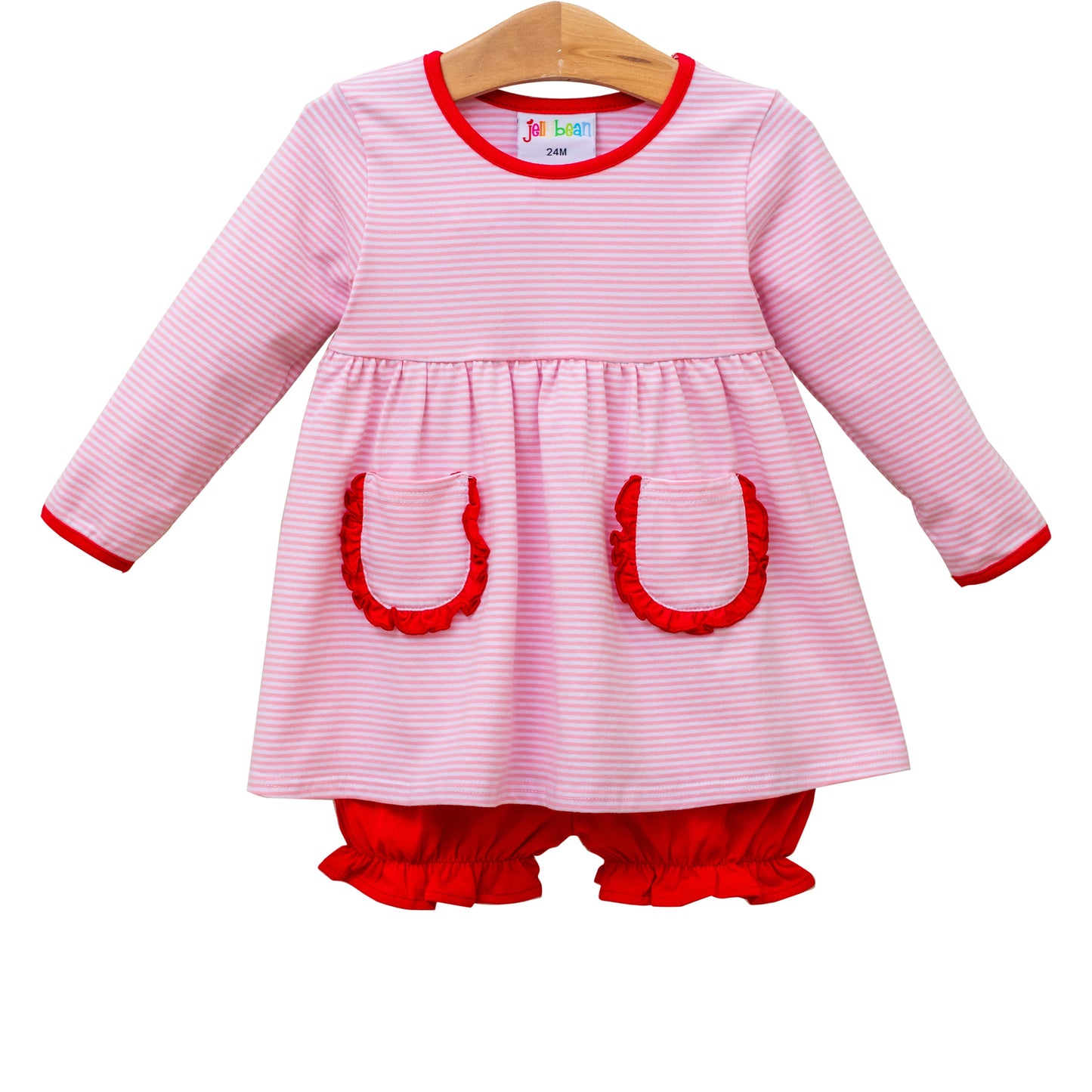 Reese Bloomer Set - Pink Stripe and Red
