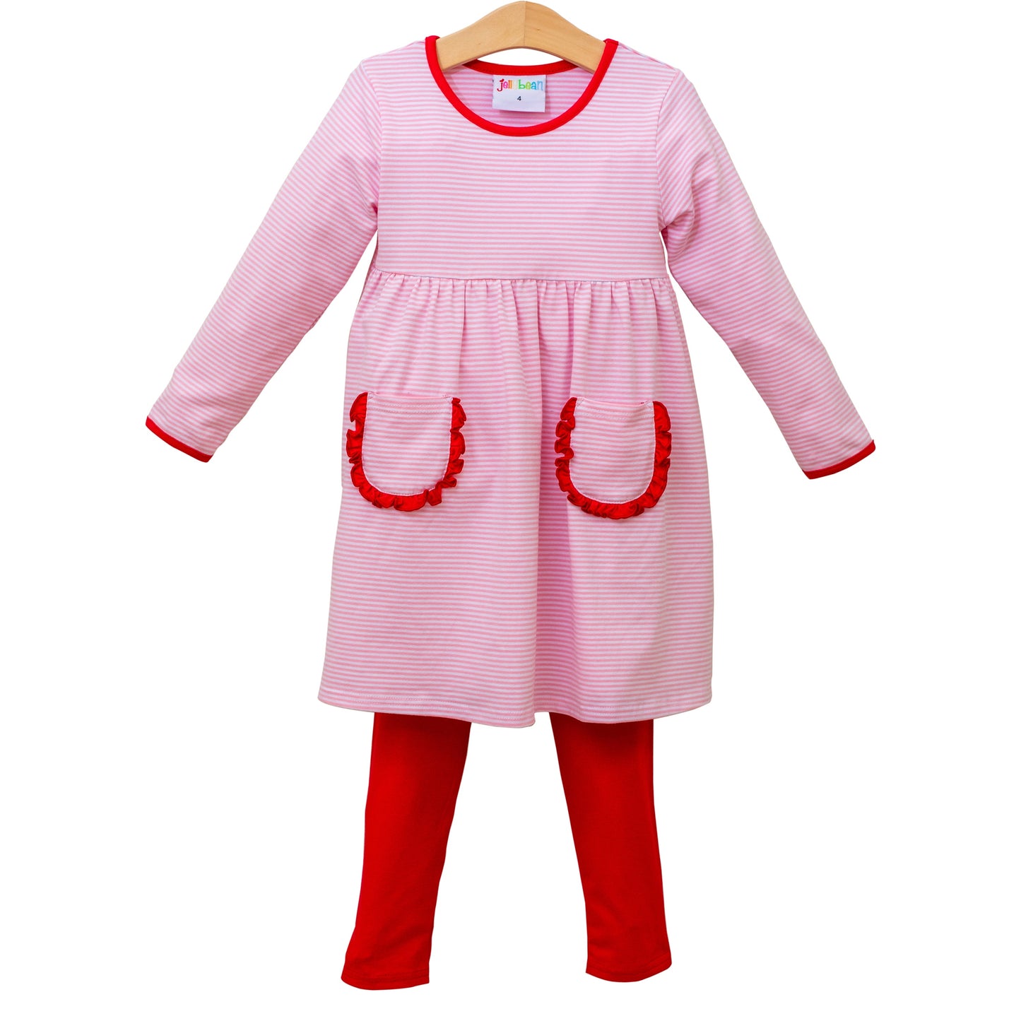 Reese Bloomer Pants Set - Pink Stripe and Red