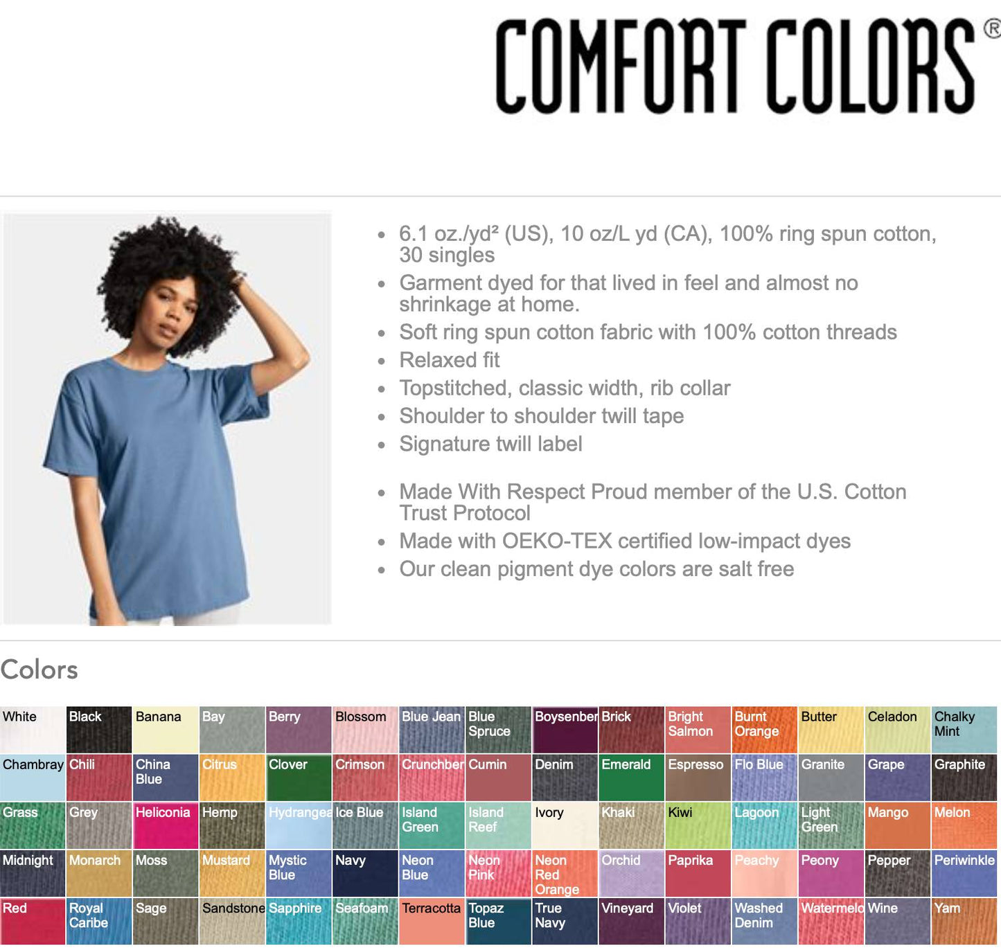 Comfort Color Grade Tees