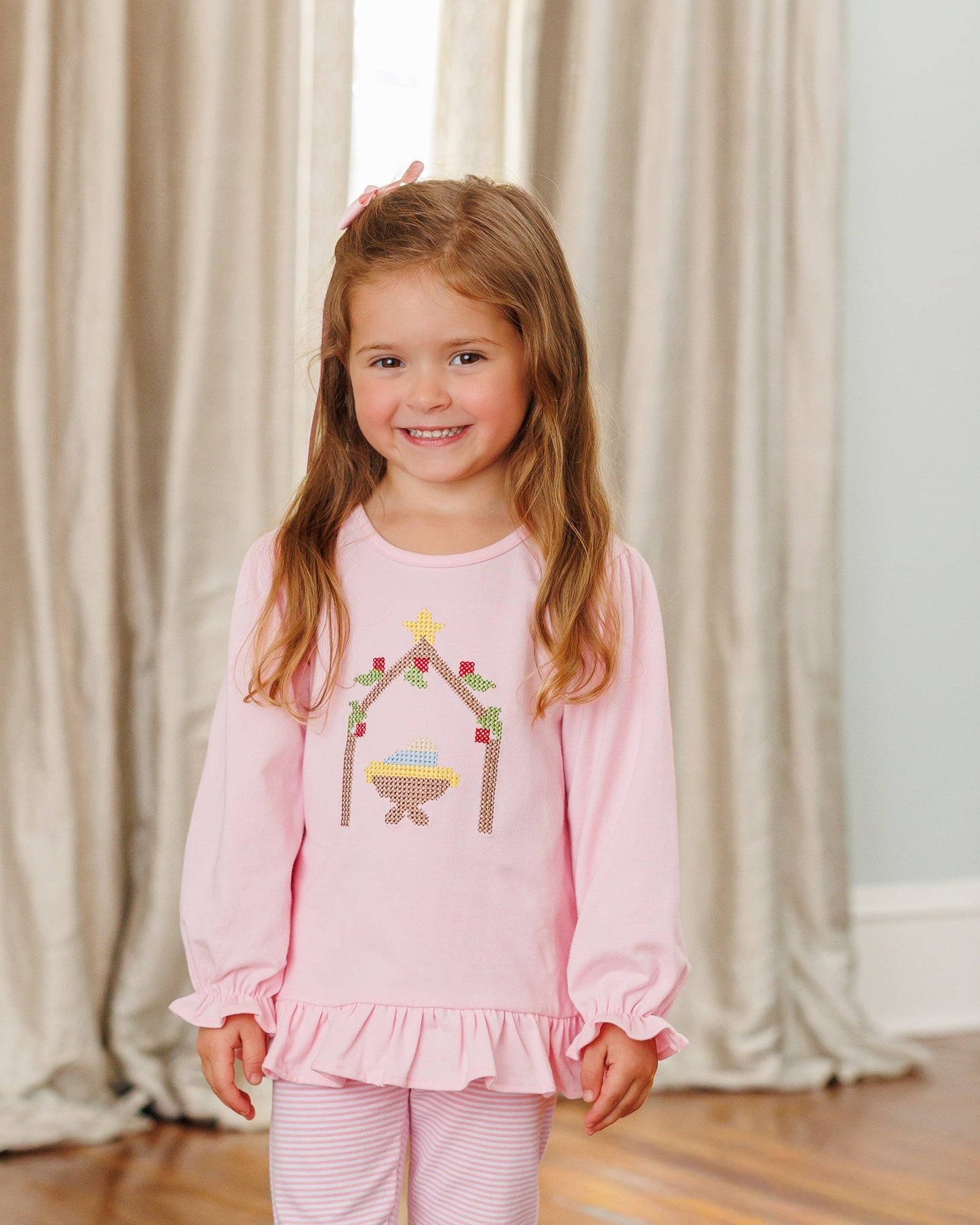 Away In A Manger Ruffle Top