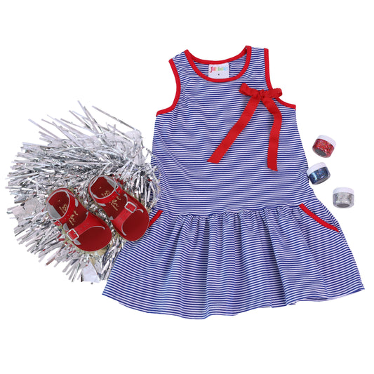 Bow Back Cheer Dress - Blue & Red