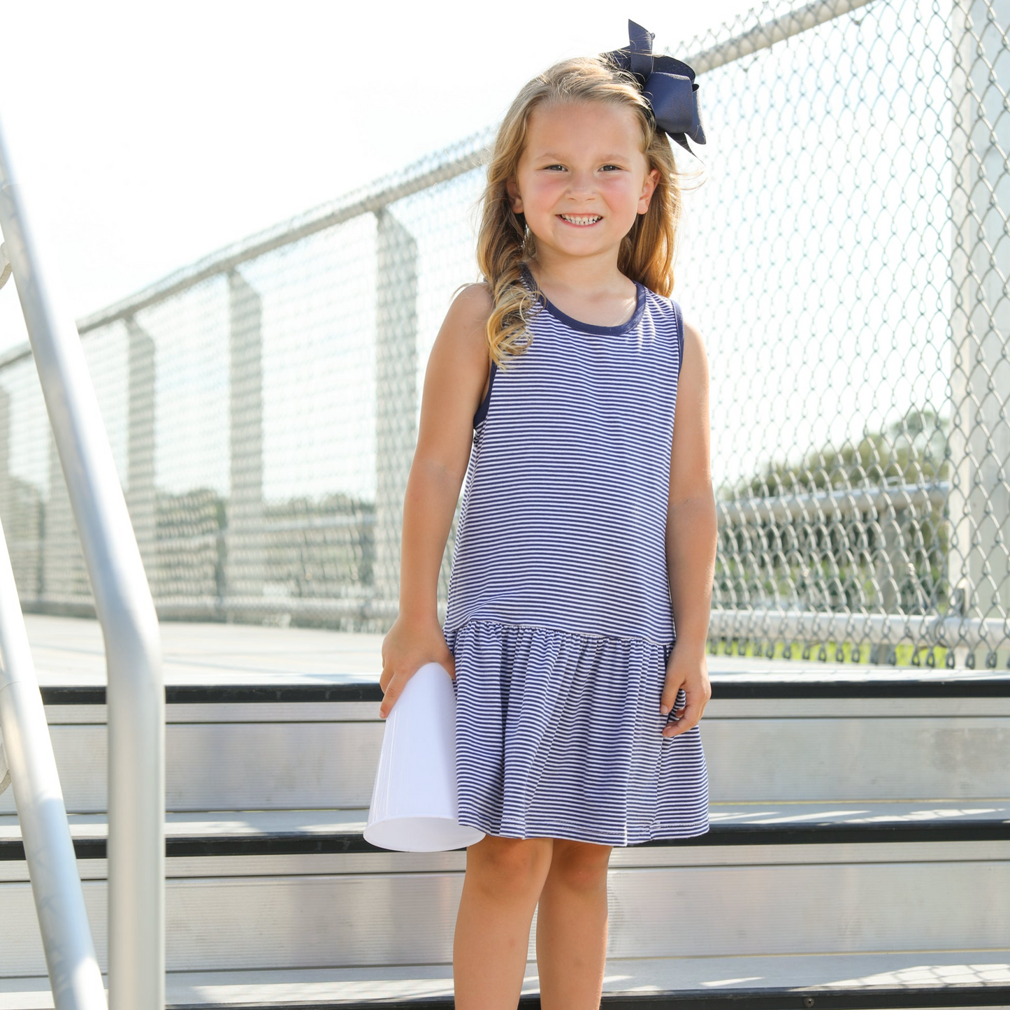 Bow Back Cheer Dress - Navy