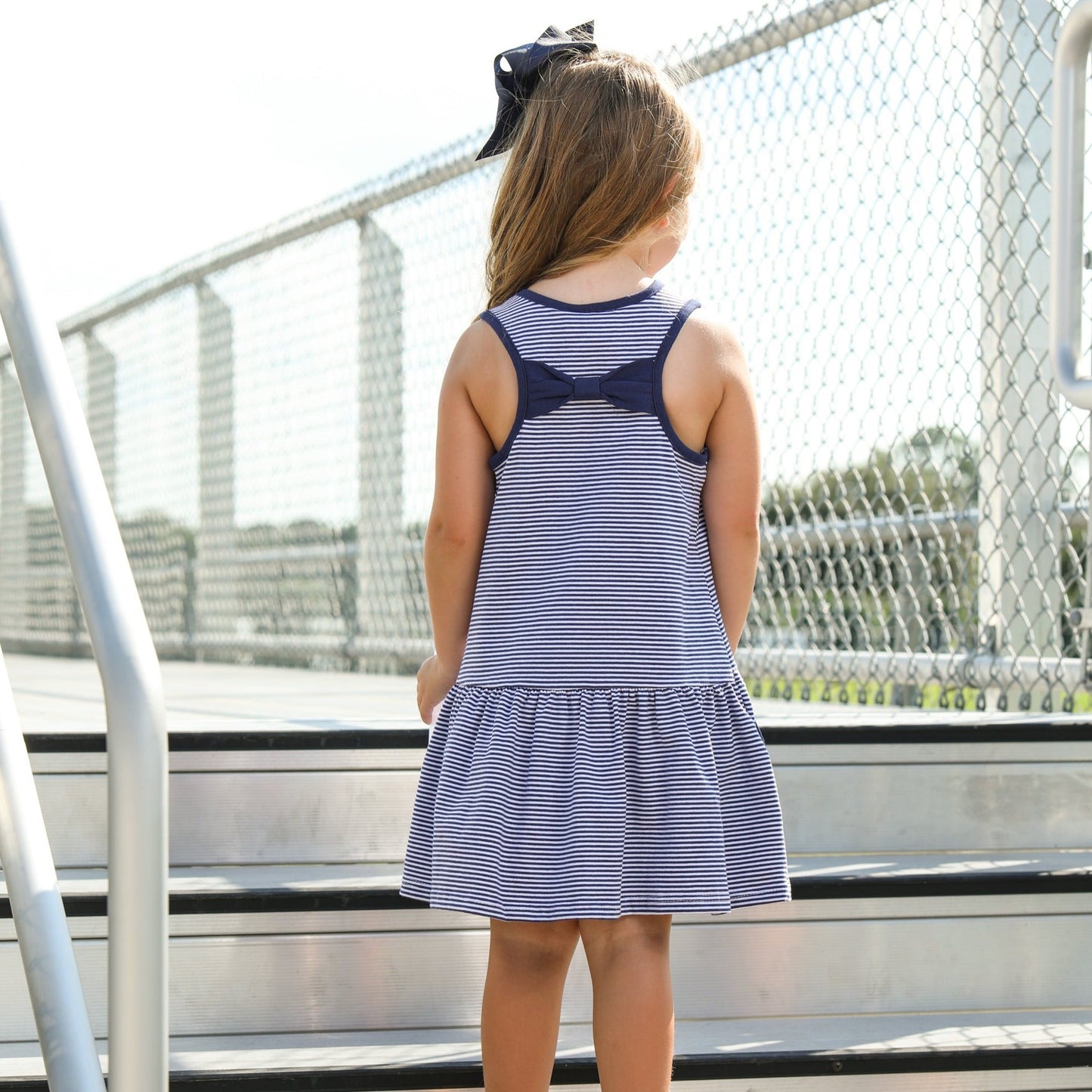 Bow Back Cheer Dress - Navy