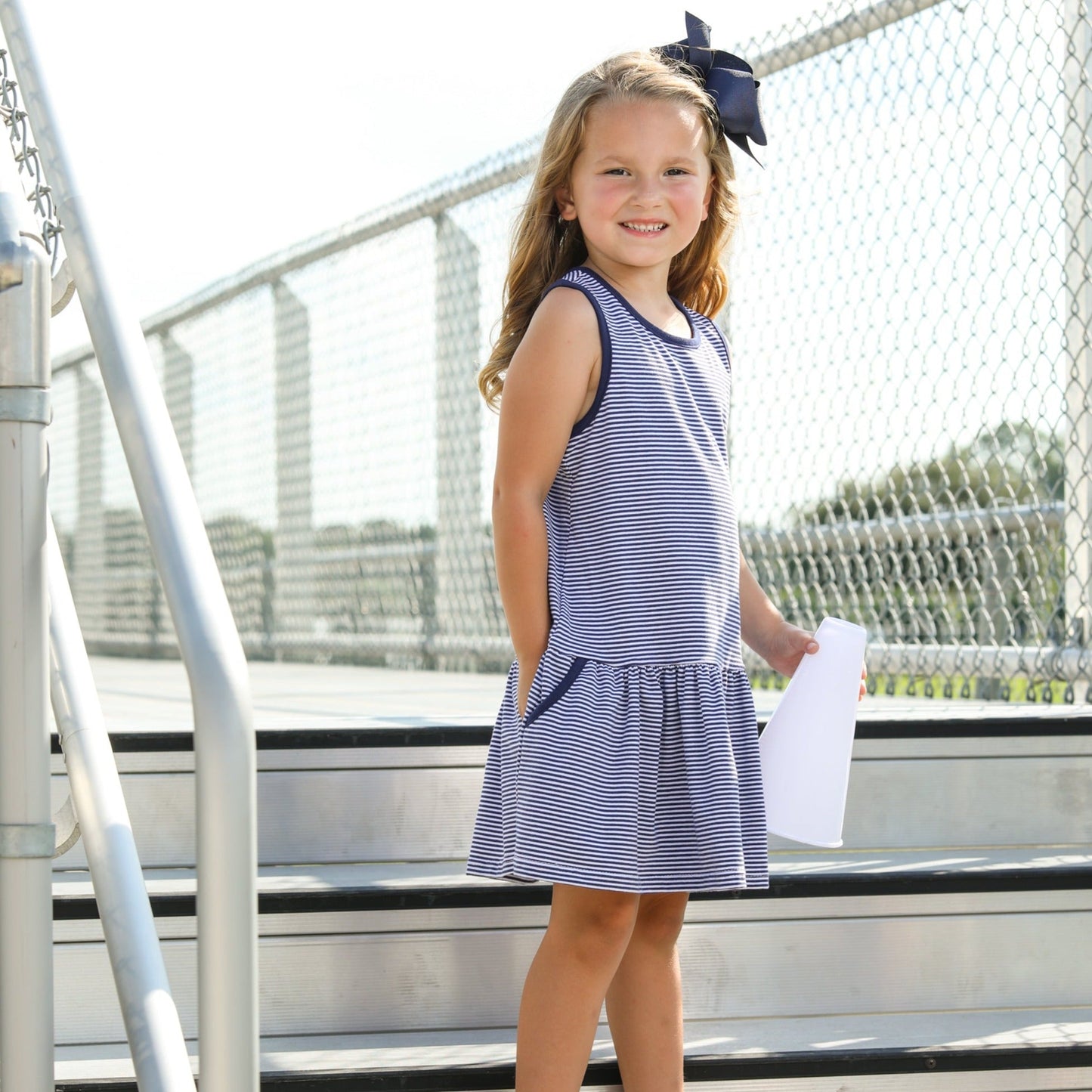 Bow Back Cheer Dress - Navy