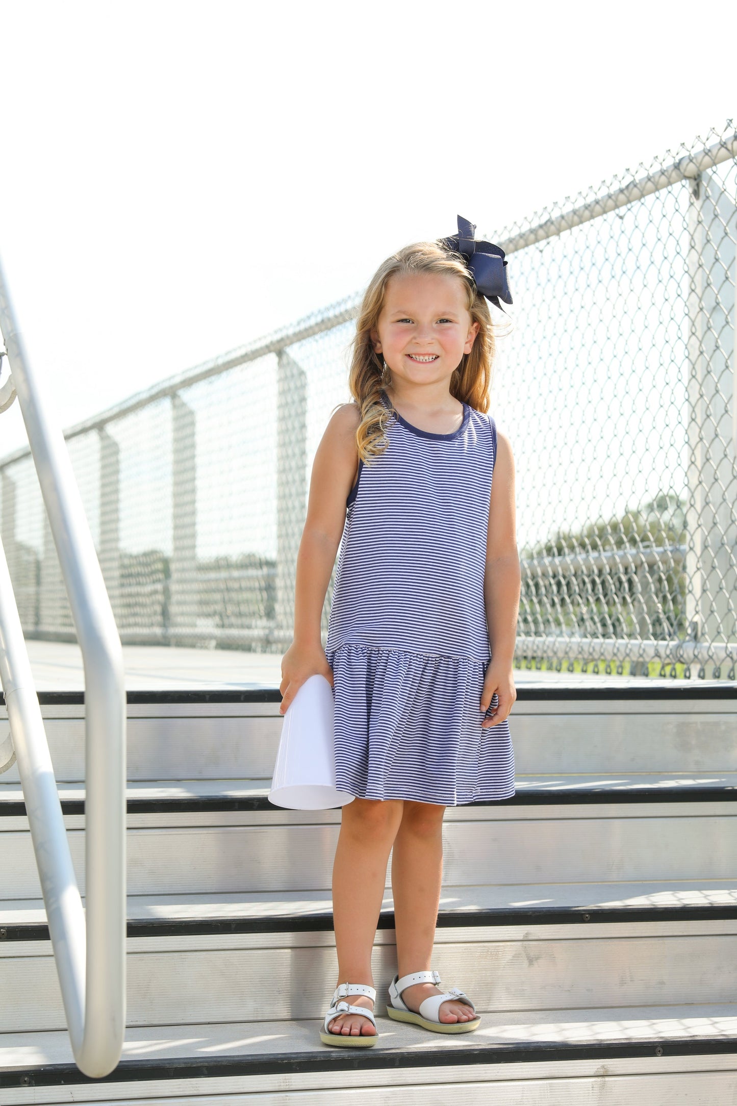 Bow Back Cheer Dress - Navy