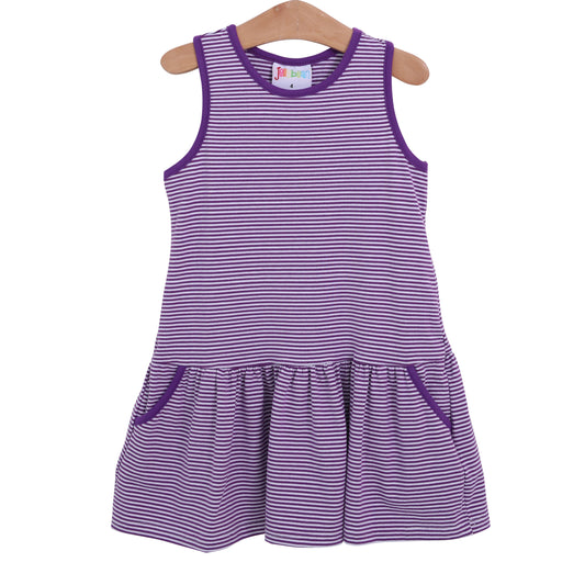 Bow Back Cheer Dress - Purple Stripe