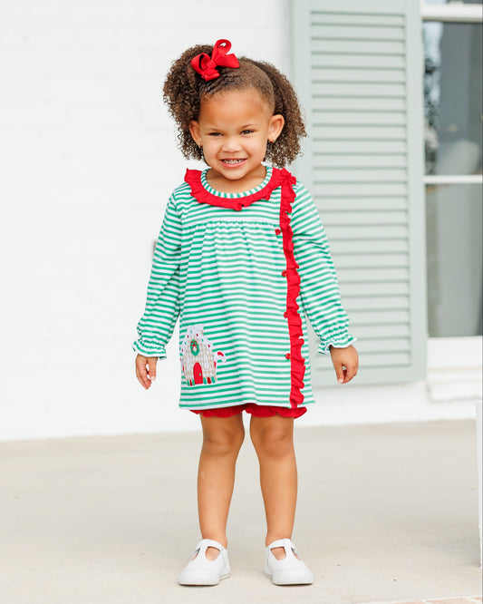 Christmas Cottage Ruffle Bloomer Set