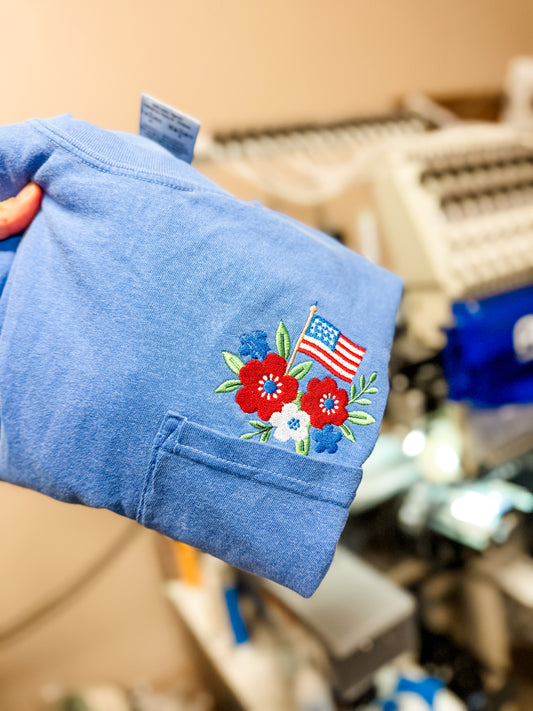 Floral Flag Pocket Tee - TWENTY DOLLAR DEAL
