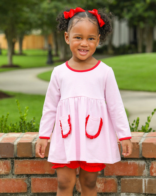Reese Bloomer Set - Pink Stripe and Red