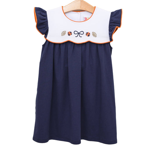 Team Spirit Scallop Dress - Navy/Orange