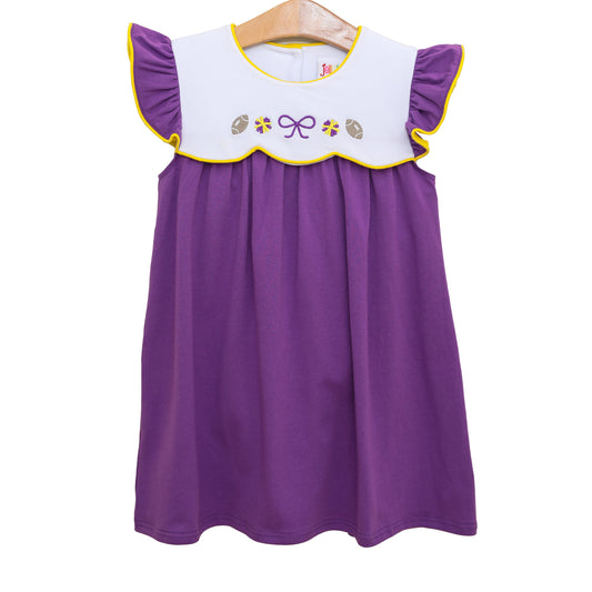 Team Spirit Scallop Dress - Purple/Yellow