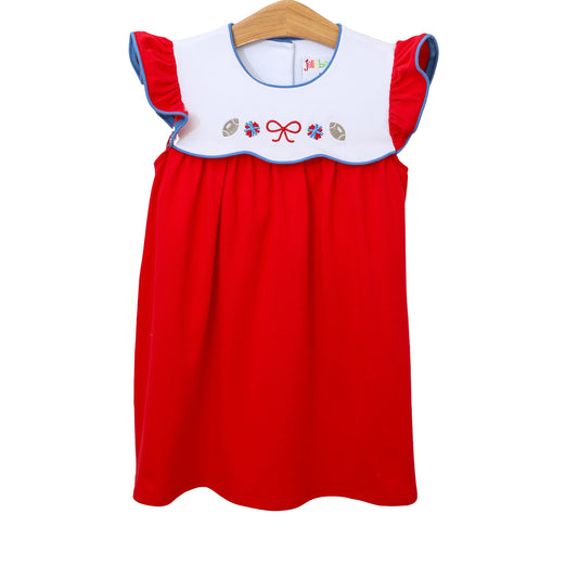 Team Spirit Scallop Dress - Red/Blue